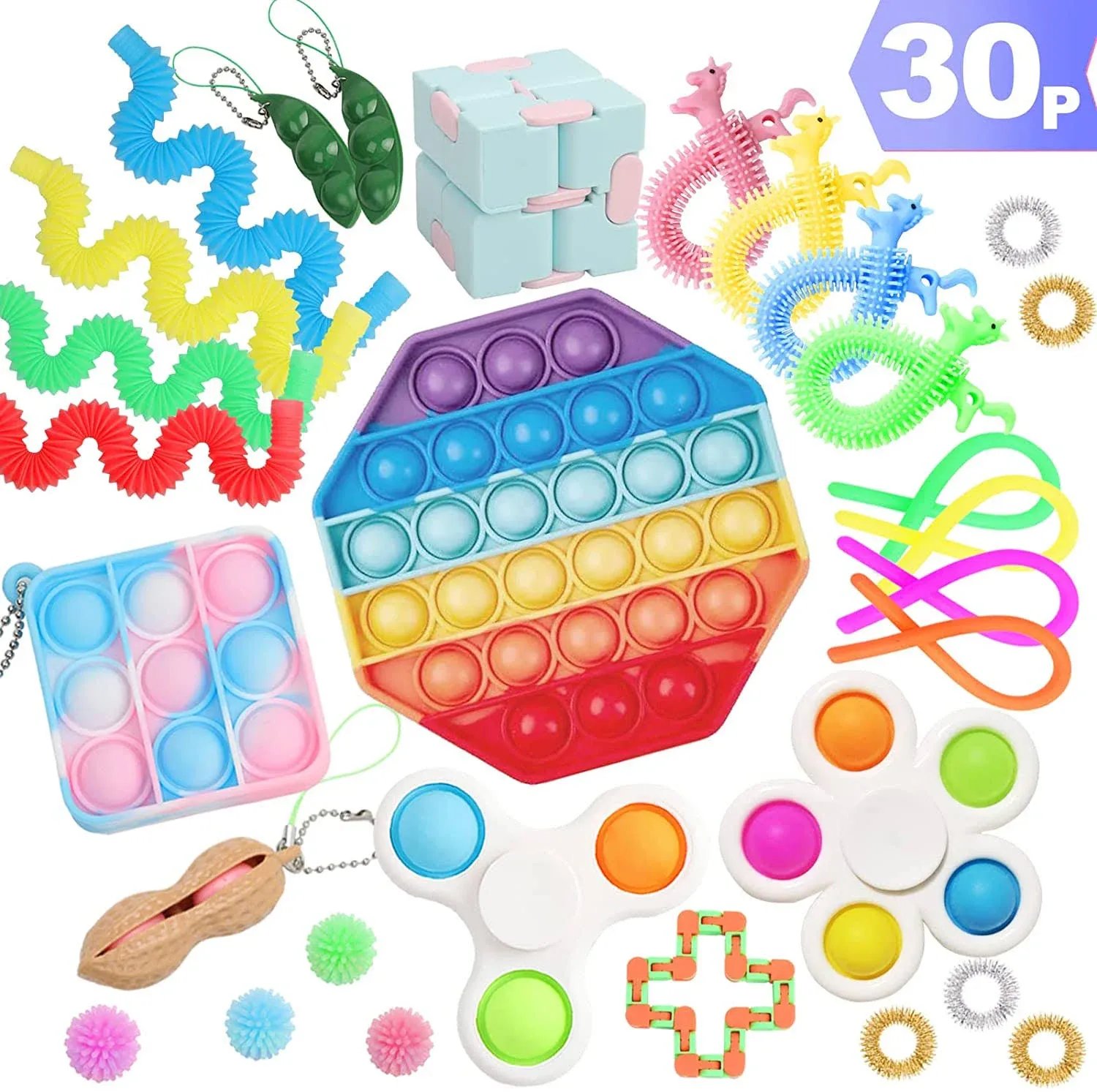 Sensory Fidget Toy Set for Kids Adults 30 Pack, Autism Special Needs Stress ...