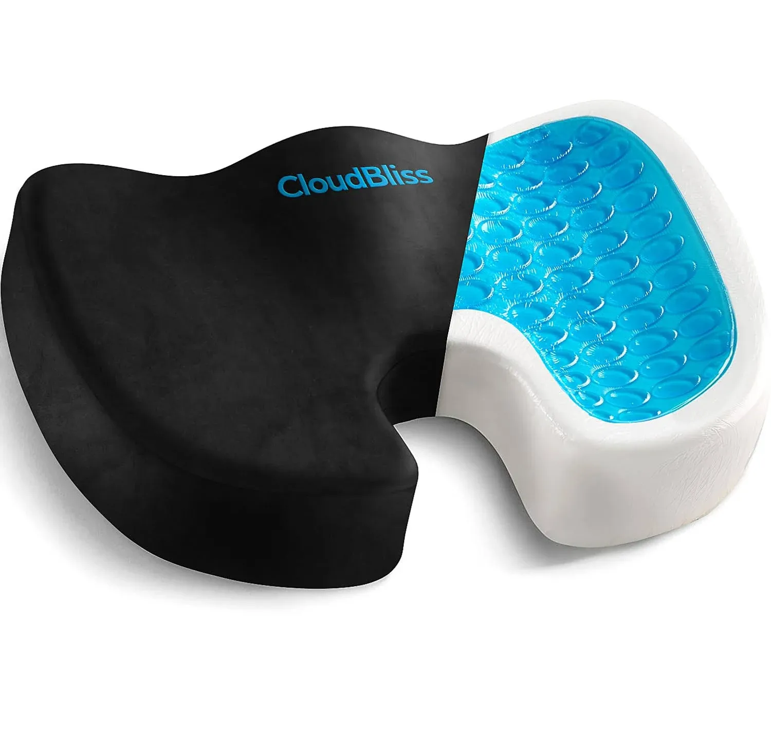 CloudBliss Gel Seat Cushion - Non-Slip Ergonomic Gel &amp; Memory Foam - CoccyxTa