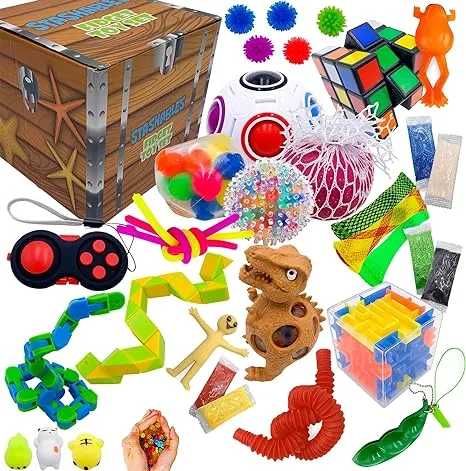 Sensory Fidget Toys Pack - 35pcs Stress Relief and Anti Anxiety Toys for Kids - Cool Fidget Packs with Stress Balls, Fidget Cube, & More for Party Favors, Prizes, Travel, & Pinata Stuffers