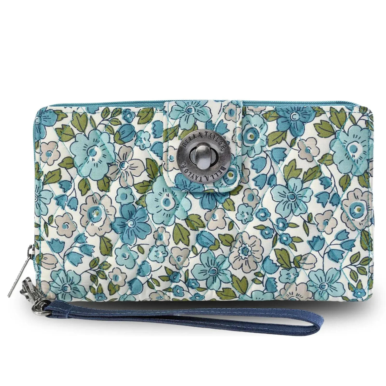 Delicate Floral Blue RFID Cash System Wallet