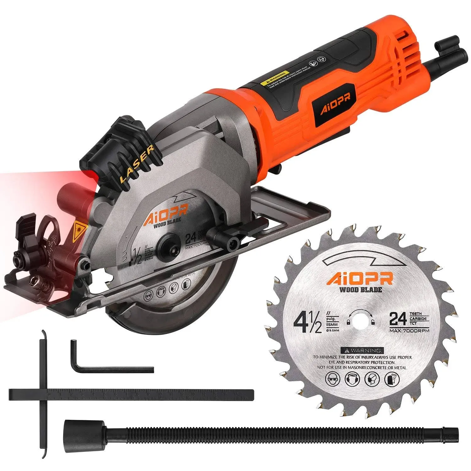 AIOPR 4Amp Mini Circular Saw Compact Saw with 4-1/2&quot; 24T TCT Blade (76602)