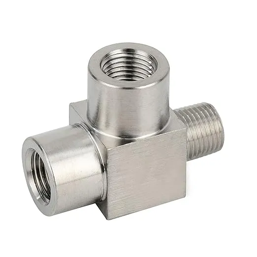 Metalwork 304 Stainless Steel Pipe Fitting, Street Tee, male Run Tee, 1/4" NPT male x 1/4" NPT Female x 1/4" NPT Female, 1 PC DTB34L4