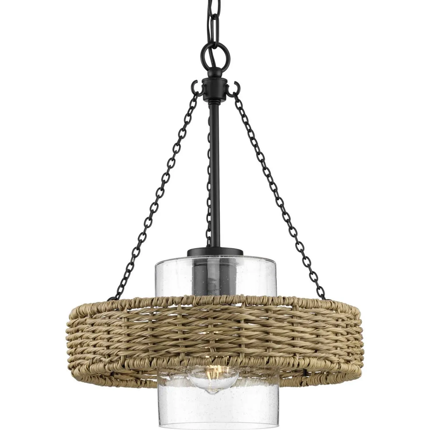 Progress Pembroke 1 Light 18.5&#034; Outdoor Pendant, Black/Seeded - P550126-31M