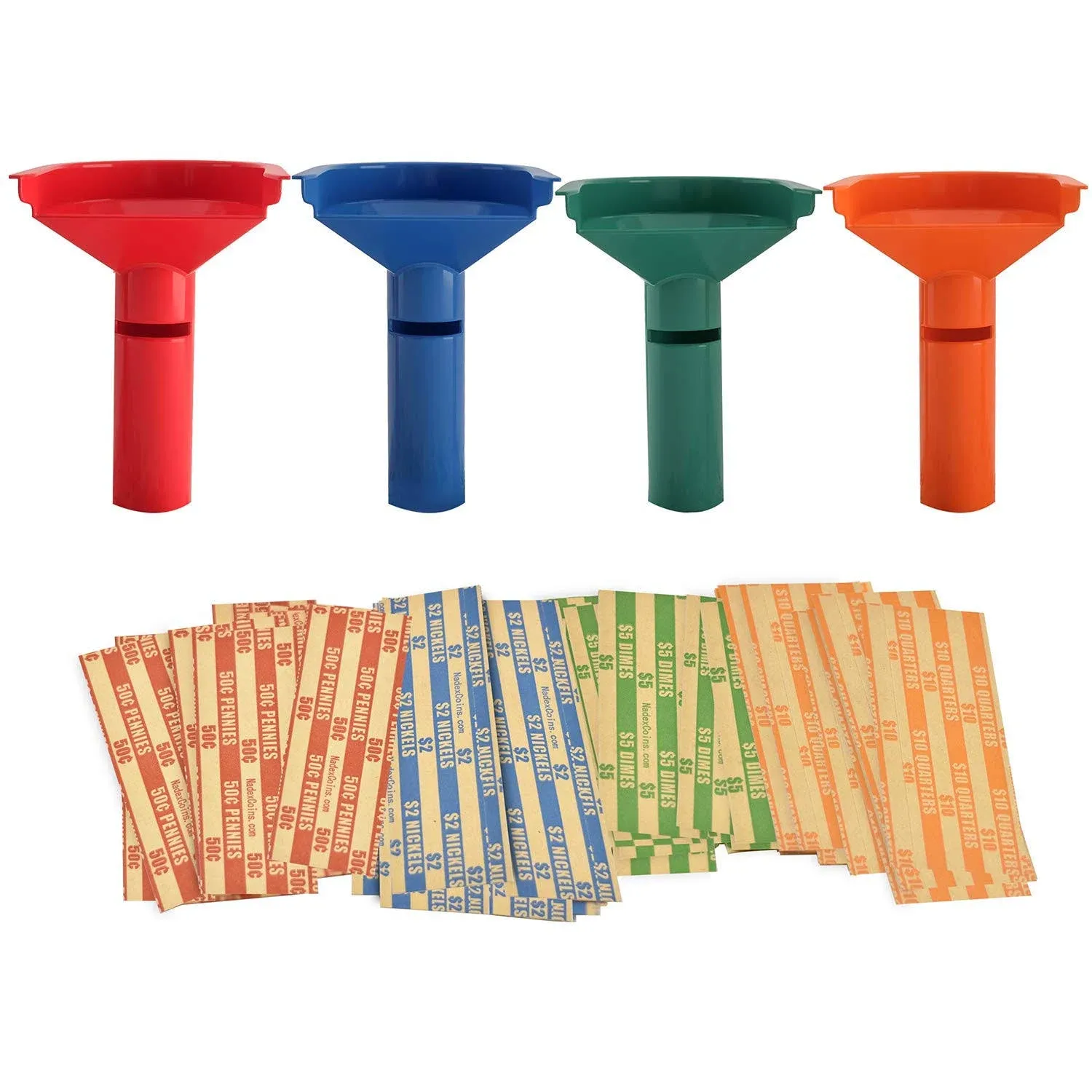 Nadex Easy Wrap Coin Tube Set with Coin Roll Wrappers