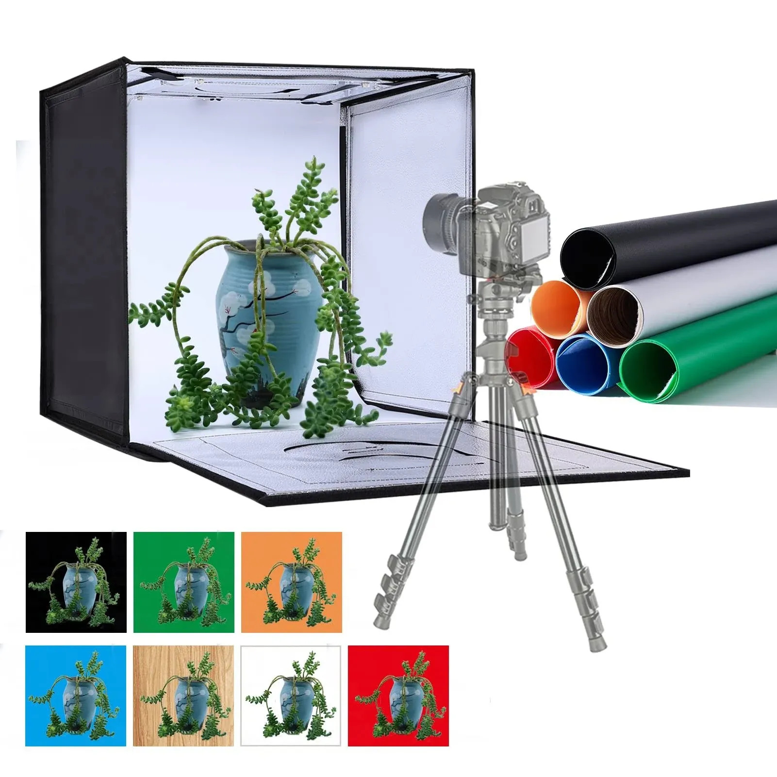 ZKEEZM Light Box Photography 24"x24" with 120 LED and 6 Colors Backdrops Photo ...