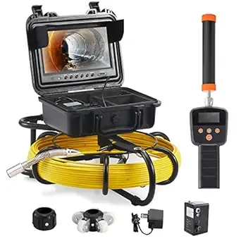 VEVOR Sewer Camera with 512Hz Locator 165 ft/50 M 9" Pipeline Inspection Camera with DVR Function IP68 Camera with 12 Adjust