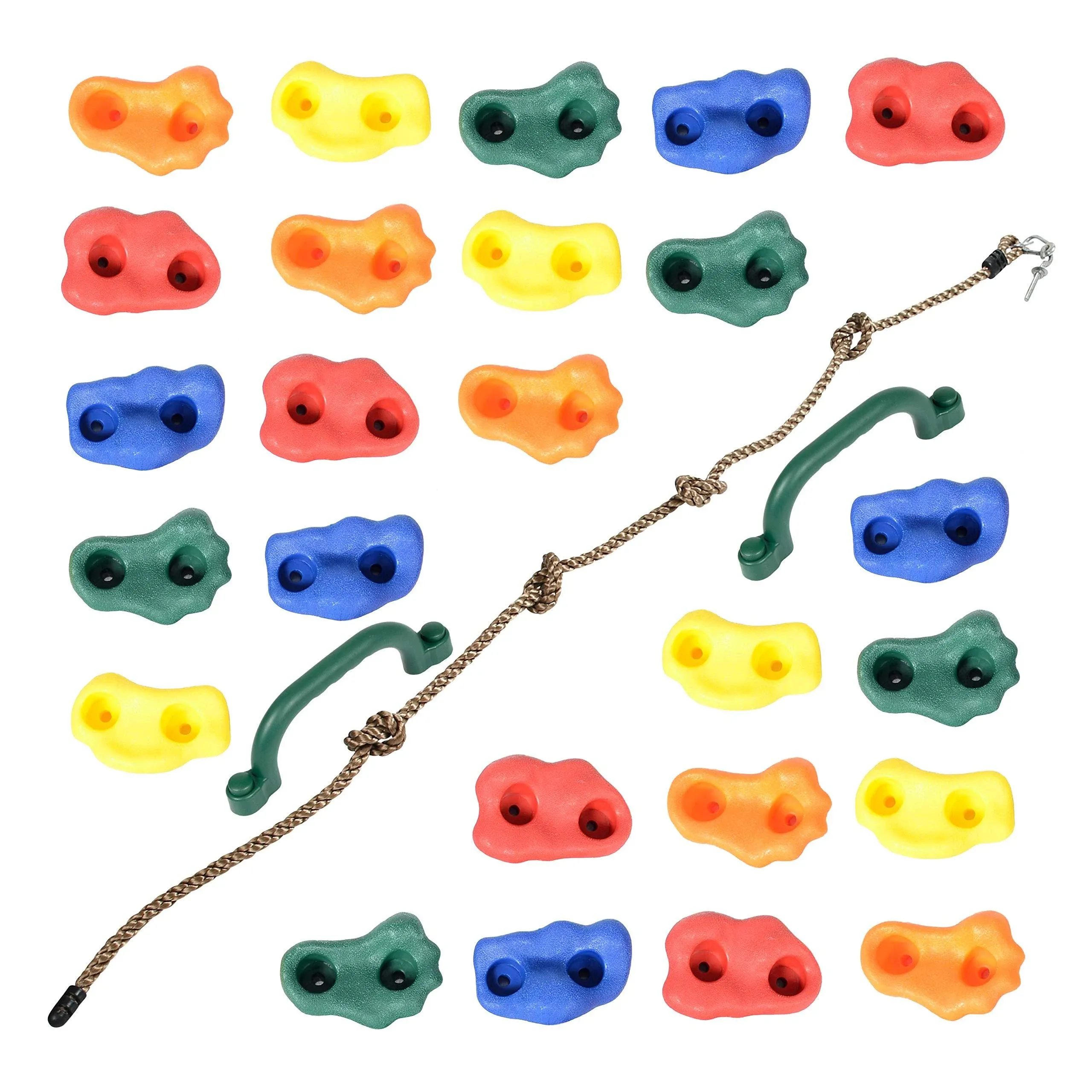 Milliard DIY Rock Climbing Holds Set with 8 Foot Knotted Rope (25 Pc. Kit) Kids ...