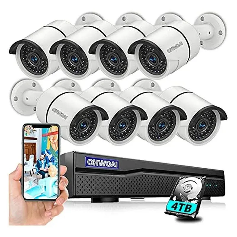 《36 Infrared LED 100ft Super Night Vision》 PoE Security Camera System, 5MP PoE ...