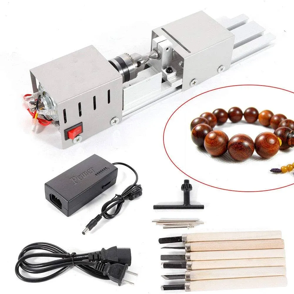 Bachin Mini Lathe Beads Polisher Machine DIY CNC Machining for Table Woodworking Wood DIY Tool Lathe Standard Set