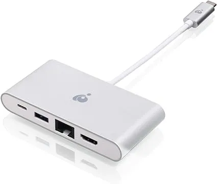 IOGEAR USB-C 4 in 1 Docking Station - 1 HDMI 4K 30Hz Out - 1 USB 3.0 5Gbps Out - Ethernet LAN Port - USB-C 60W Pass Through - Mac Win - GUH3C3PD