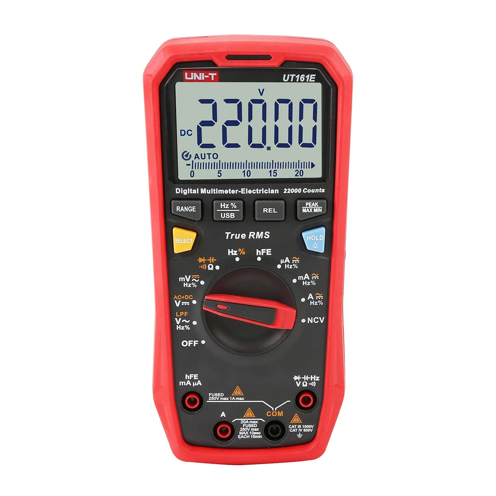 UNI-T UT61E+ 1000V 20A Digital Multimeter 22000 Counts Display NCV hFE Auto Range True RMS AC/DC Voltage Current Resistance Capacitance Tester