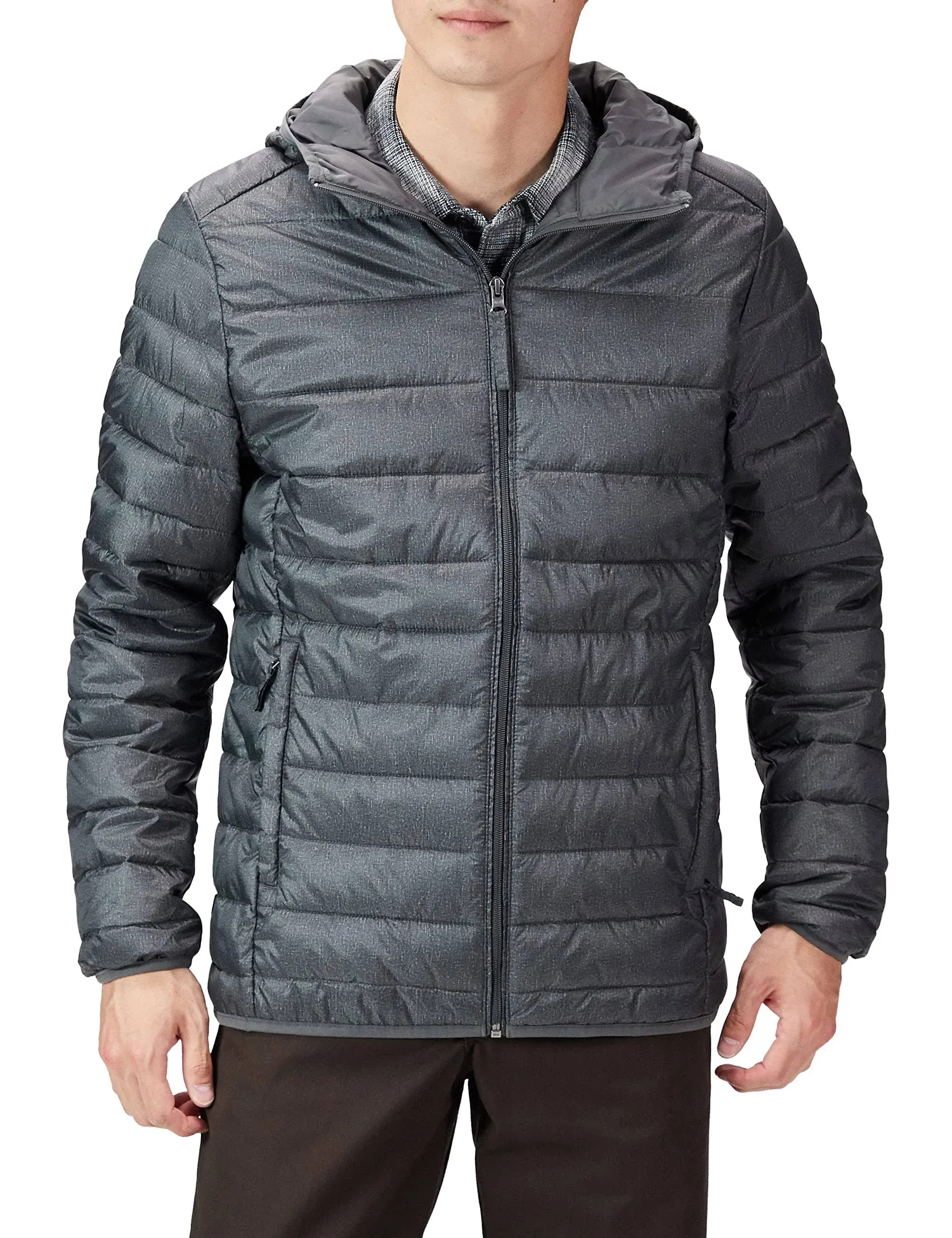 Men&#x27;s Lightweight Water-Resistant Packable Hooded Puffer Jacket