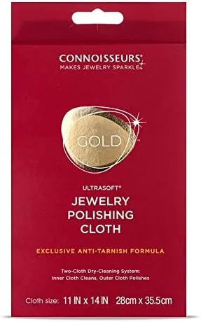 CONNOISSEURS Premium Edition Extra Large Ultrasoft Polishing Cloth with Anti-Tarnish, Value Size 14x14 inches, for Gold Jewelry