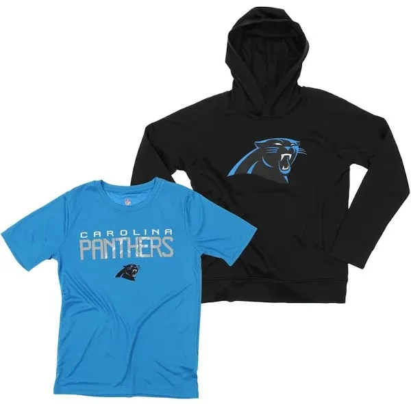 OuterStuff NFL Youth Carolina Panthers Team Performance Hoodie and Tee Combo Set