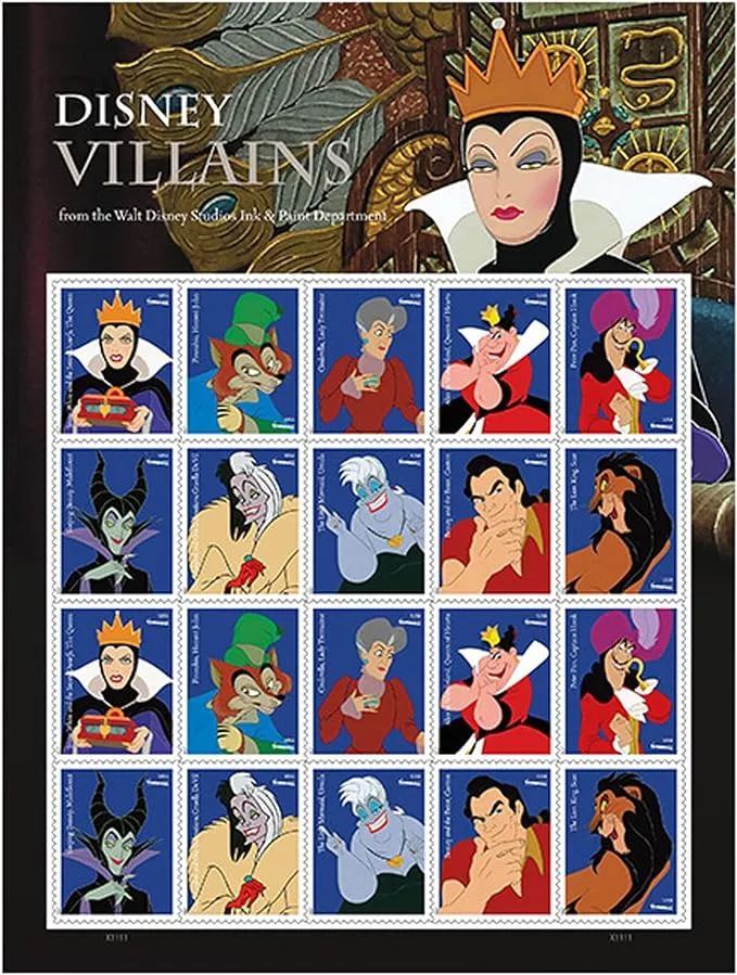 Walt Disney Villains Sheet of 20 Forever First Class Postage Stamps by USPS