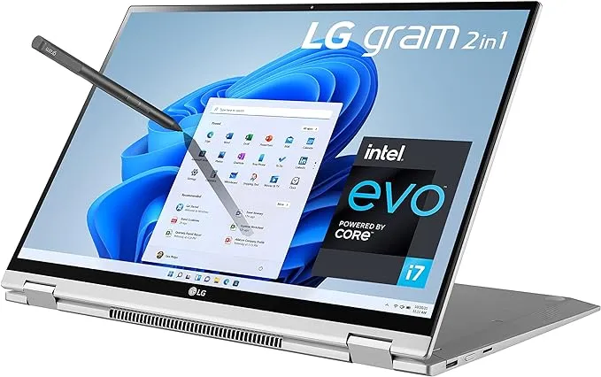 LG gram 16T90P - 16" WQXGA (2560x1600) 2-in-1 Lightweight Touch Display Laptop, Intel evo with 11th gen Core i7 1165G7 CPU, 16GB RAM, 2TB SSD, 21 Hours Battery, Thunderbolt 4, Silver - 2021