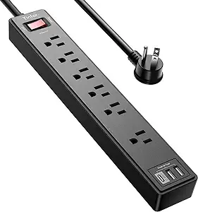 6 ft. Black Power Strip Surge Protector