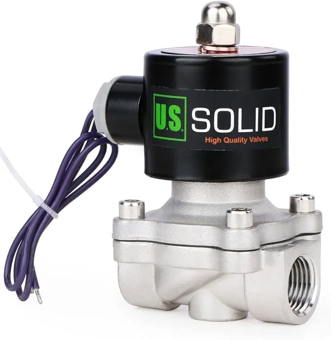 U.S. Solid Electric Solenoid Valve 1/2" Stainless Steel 12V DC Normally Closed