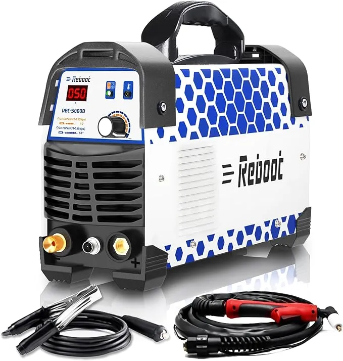 Reboot Plasma Cutter RBC6000DL PRO, 60 Amp Non Touch Pilot Arc Plasma Cutter Machine, 5/8 inch Clean Cut 4/5 inch Severance Cut, Dual Voltage 120V/240V with Consumables, Upgrade Digital Display