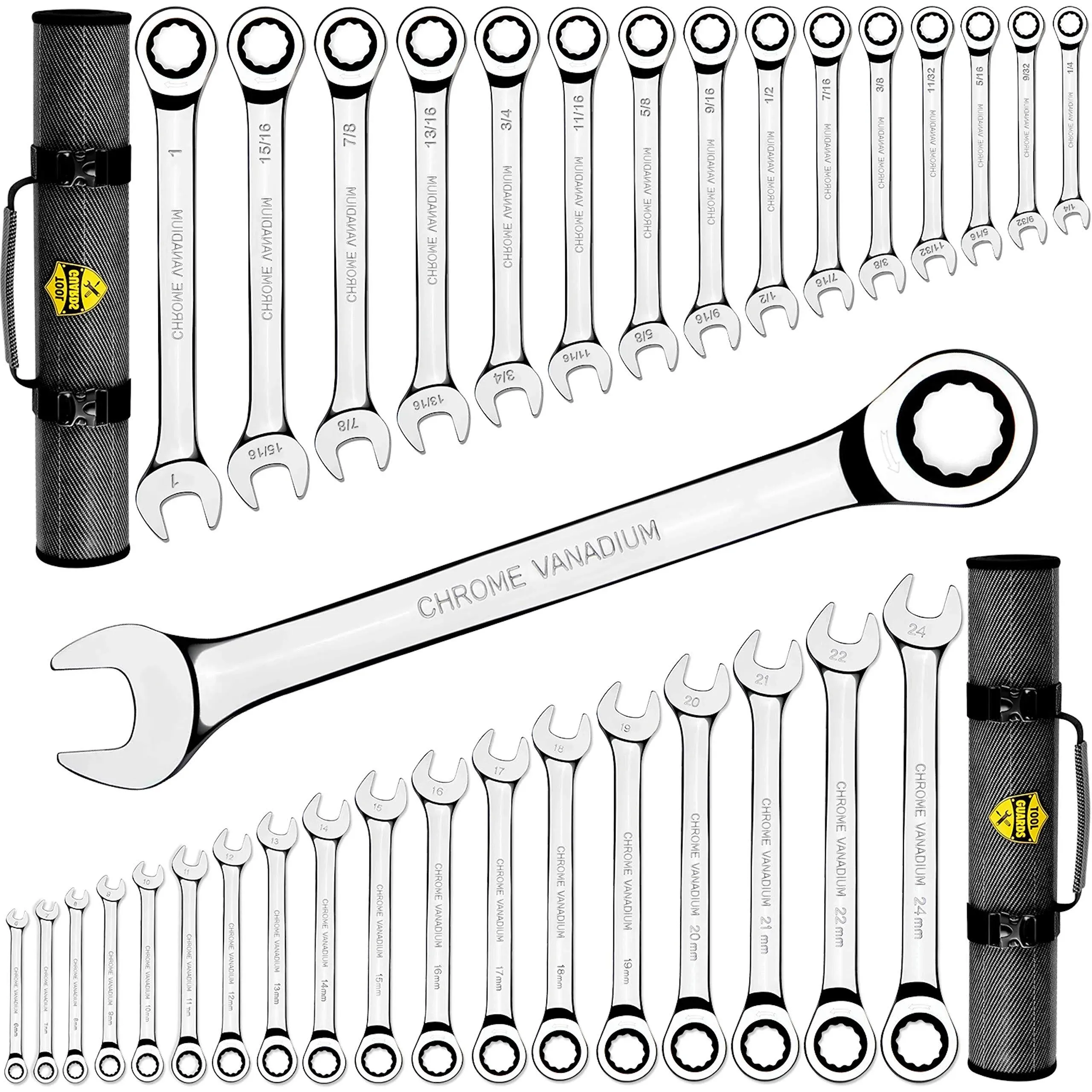 TOOLGUARDS Ratcheting Wrench Set 33pcs Ratcheting Wrench Set - Large wrench s...