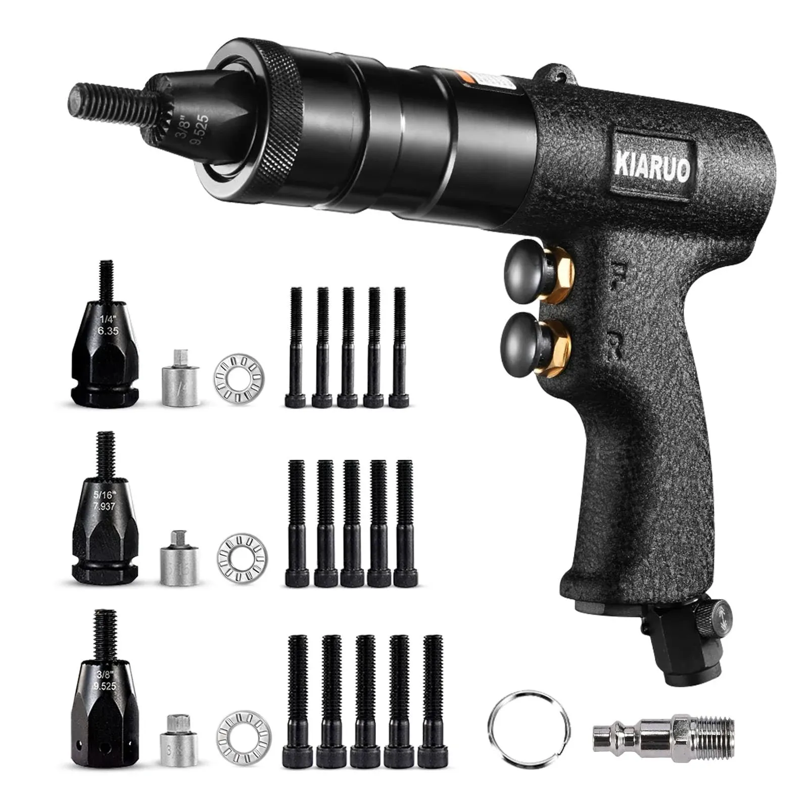 KIARUO Pneumatic Rivet Nut Gun with Self-locking Head Gun 1/4 &amp; 5/16 &amp; 3/8 Ma...