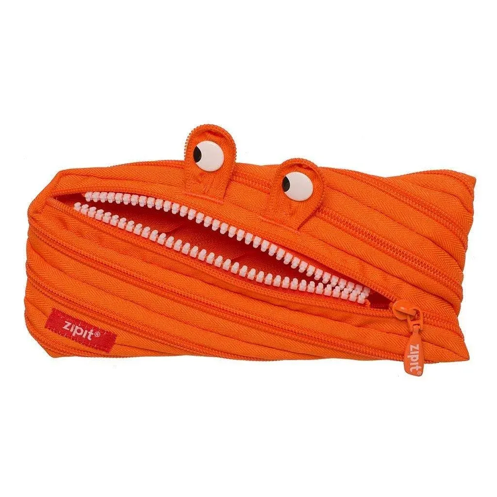 ZIPIT Monster Pencil Case for Kids | Pencil Pouch for School, College and Office | Pencil Bag for Kids (Orange)