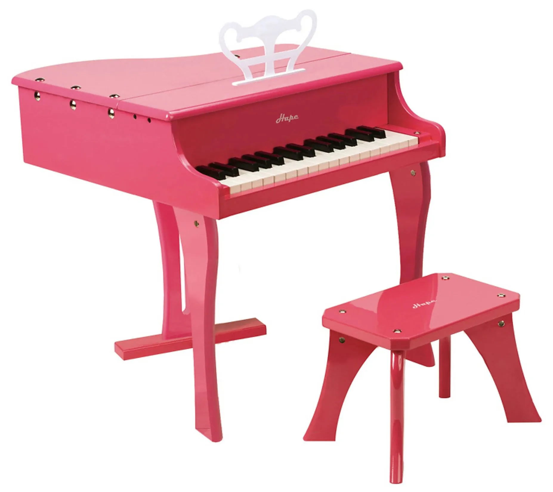 Hape Happy Grand Piano in Pink Toddler Wooden Musical Instrument, L: 19.7, W: 20.5, H: 23.6 inch