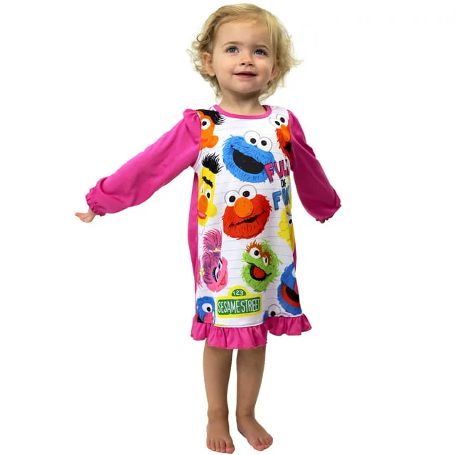 Sesame Street Toddler Girls Long Sleeve Nightgown Pajamas