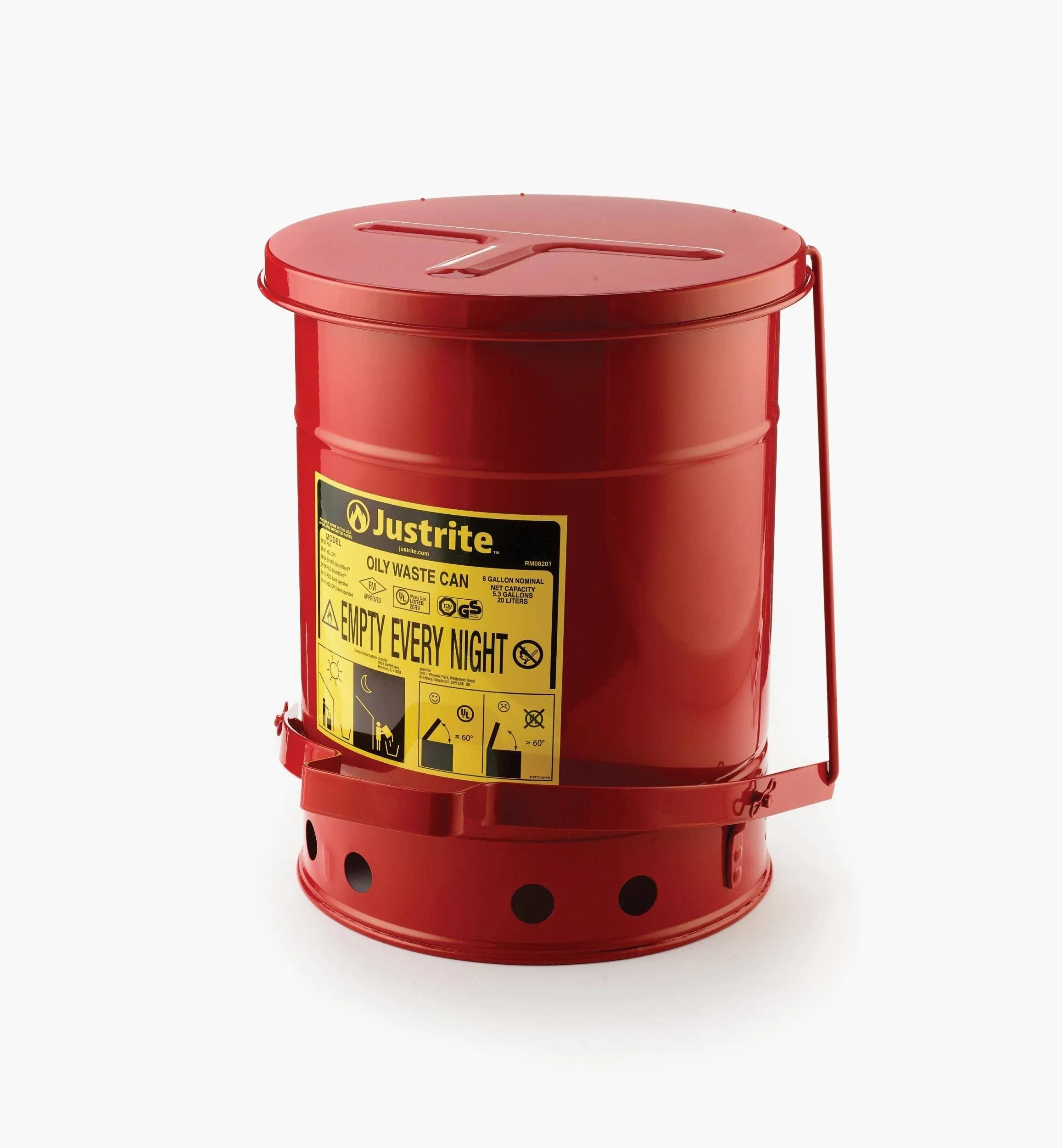 Justrite Oily Waste Can-Red-6 Gallon