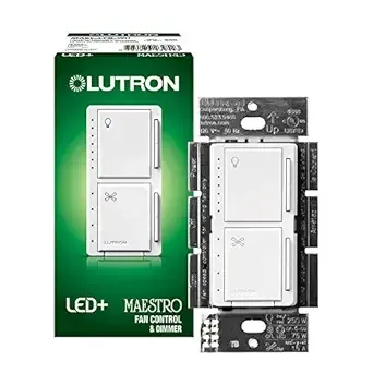 Lutron MACL-LFQH-WH White 120V 150W 1.5A 4-Speed Fan Control and Light Dimmer