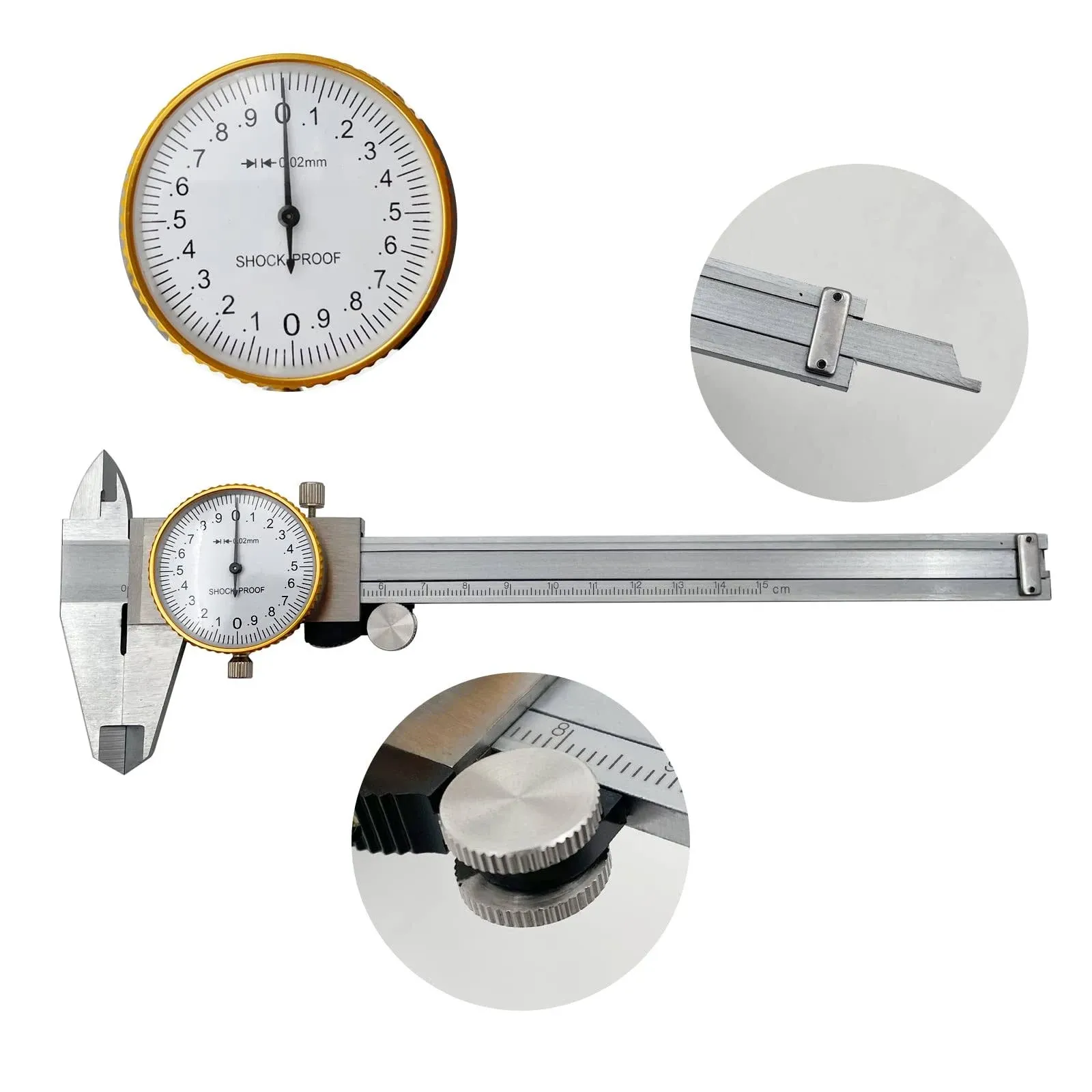 LYFJXX Dial Calipers 15 cm 0.02 mm Accuracy Stainless Steel Vernier C