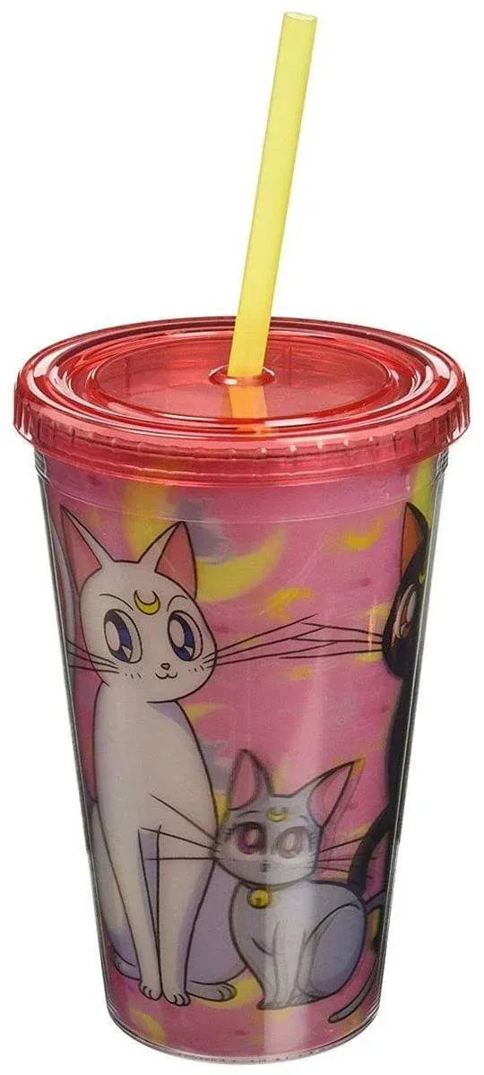 Sailor Moon OFFICIAL "Kitties of Sailor Moon" Featuring Luna, Artemis & Diana PREMIUM Tumbler Travel Cup,16ozÂ (BPA-Free)