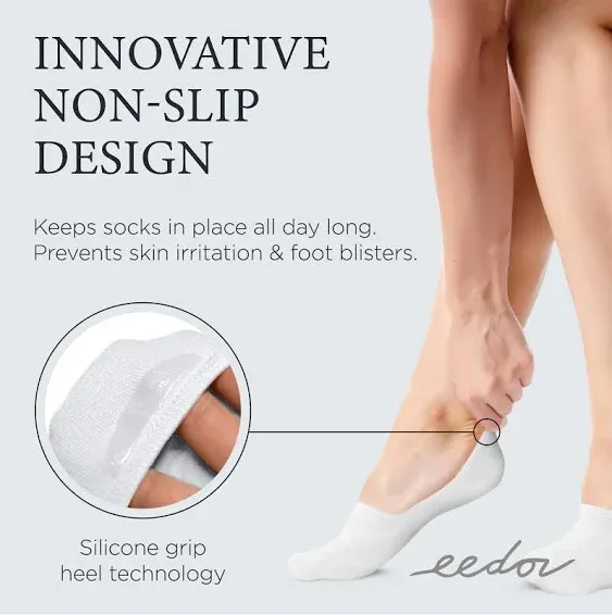 Eedor No Show Socks Womens Invisible Liner, Non Slip & Low Cut, Casual & Formal Wear, Soft & Stretchable