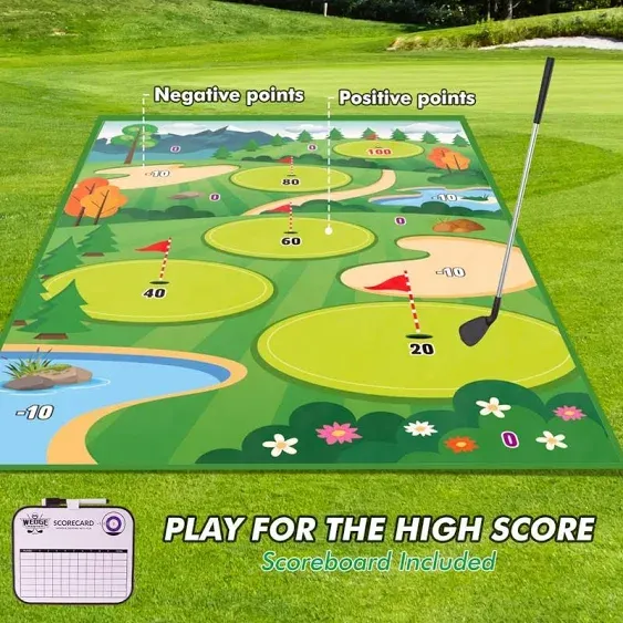 Clemas Chipping Golf & Dart Practice Mats Golf Game Training Mat Indoor Outdoor Games for Adults Family Kids Play Equipment Stick Chip Golf Set