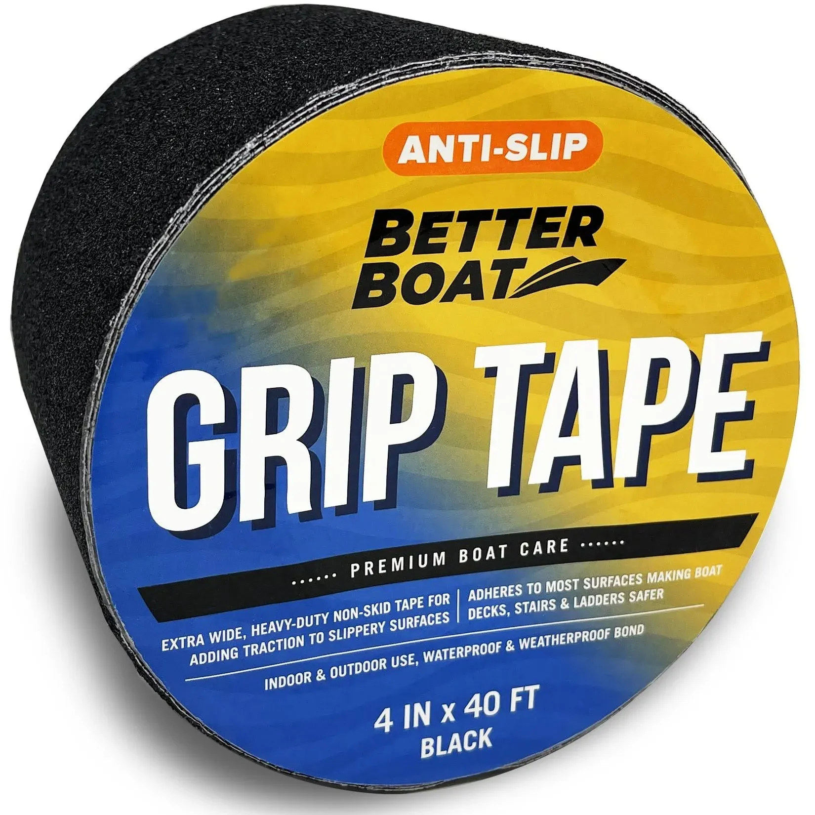 Anti Slip Tape for Outdoor Stair Treads, Non-Skid Grip for Stairs and Steps, 4" x 40ft Roll, Black Waterproof Traction, Weather-Resistant Friction Floor Tread for Dogs and Steps