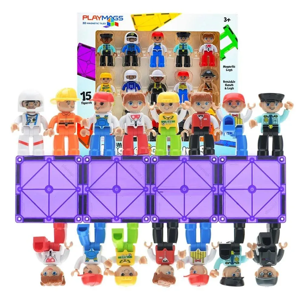 3 inch, Playmags Magnetic Figures Community Set of 15 Pieces