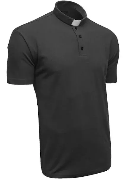 Clergy Polo Shirt Short Sleeve in Black Color (XL)