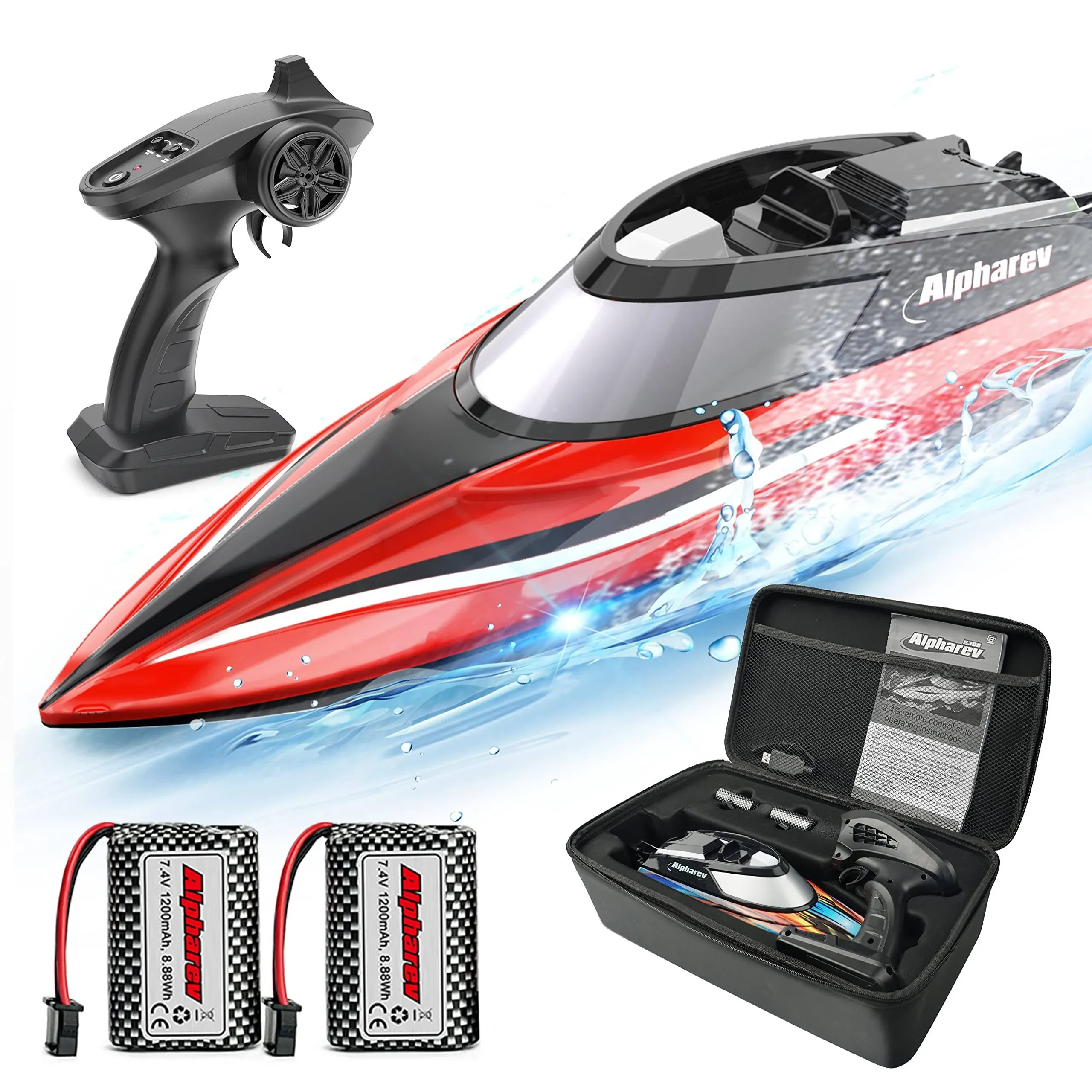 RC Boat with Case R308 20+ MPH Fast Remote Control Boat for Pools and Lakes, ...