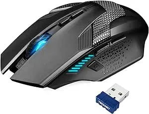 TECKNET Wireless Mouse, USB Cordless Computer Mouse with 8 Buttons, Ergonomic Design, High-Precision 5 Adjustable DPI for PC/Mac/Laptop