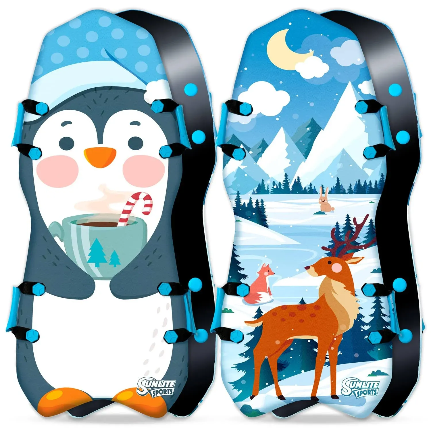 Sunlite Sports Captain Ice Racer Foldable Snow Sled, Ultra Portable, Strong and Durable, Sturdy Fabric Stitching, Handles with Steering, Kid's Toddler Toboggan Winter Fun