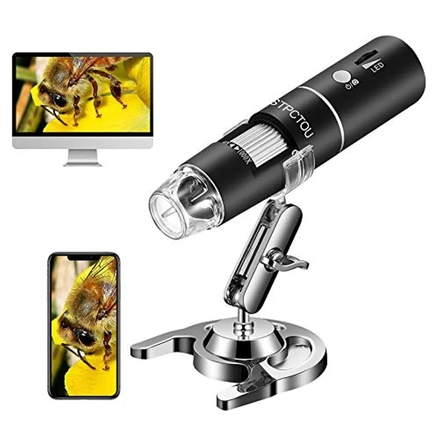 STPCTOU Wireless Digital Microscope 50X-1000X 1080p Handheld Portable Mini WiFi ...