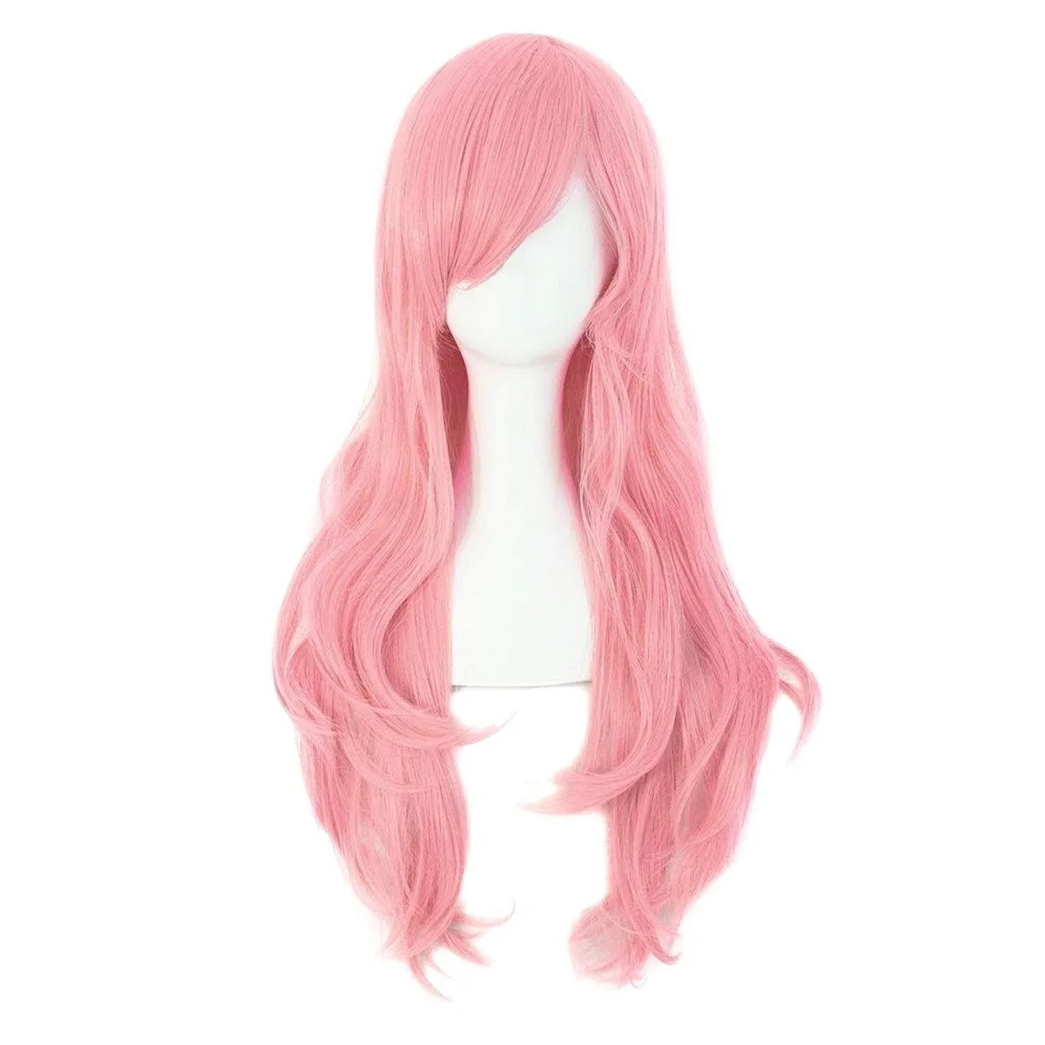 MapofBeauty 28" 70cm Long Curly Hair Ends Costume Cosplay Wig (Pink)