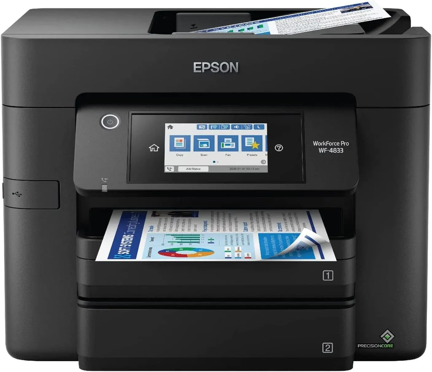 Epson WorkForce Pro Wf-4833 Wireless All-In-One Color Inkjet Printer, Black ...