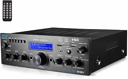 Pyle Wireless Bluetooth Home Stereo Amplifier - Multi-Channel 200 Watt Power Amplifier Home Audio Receiver System w/HDMI, Optical/Phono/Coaxial, FM Radio, USB/SD, AUX, RCA, Mic in - Remote - PDA9HBU