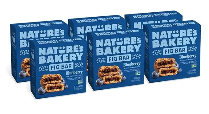 Nature’s Bakery Whole Wheat Fig Bars Blueberry Real Fruit Vegan Non-GMO Snack...