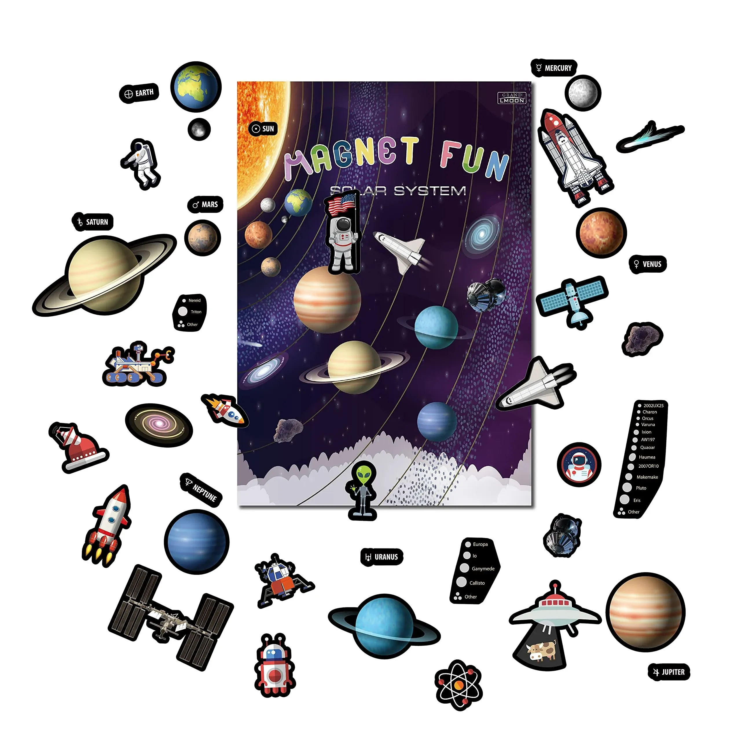 Magnetic Portable Playboard Solar System Planet Outer Space Play Create Scene Educational Teaching Playset(39 Pcs)