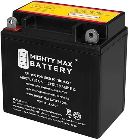 YB9A-A -12 Volt 9 AH, 130 CCA, Rechargeable Maintenance Free SLA AGM Motorcycle Battery