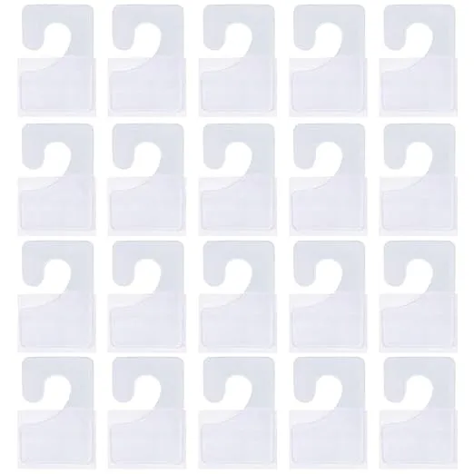 Clear Self Adhesive Hang Tabs Hooks Plastic Display Hand Tabs J-Hook Folding Tab for Store Retail Display(200 Pieces)