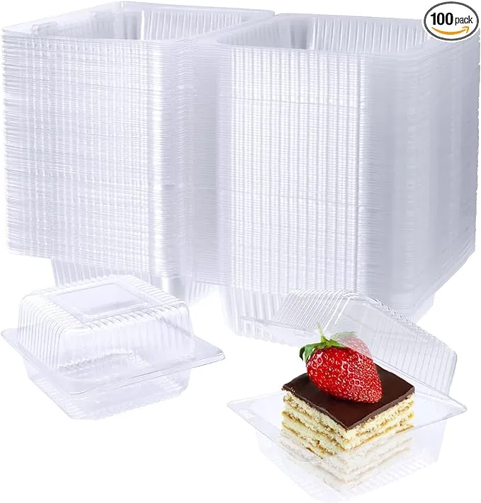 100 Pack Clear Plastic Take Out Container Hinged Food Clamshell Box with Lids