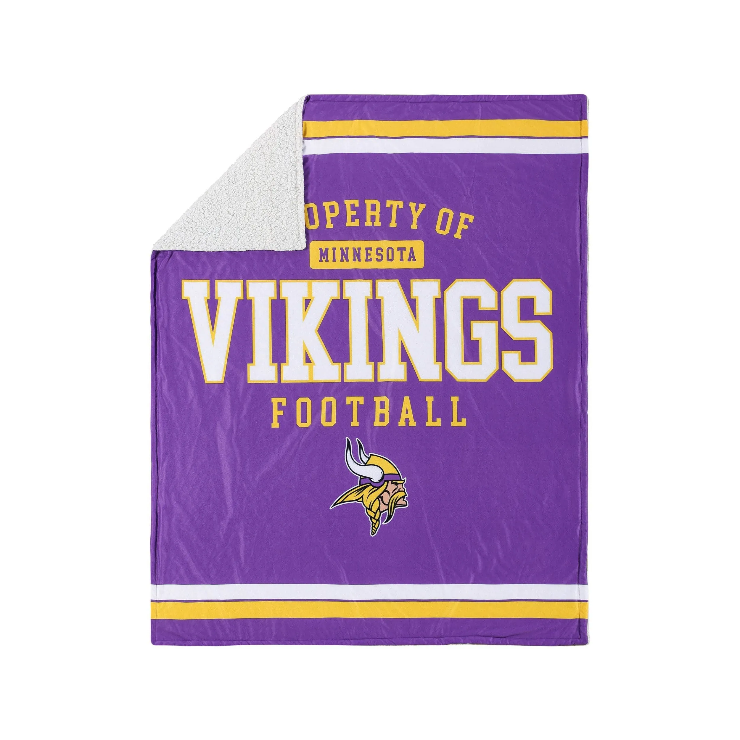 Minnesota Vikings NFL Team Property Sherpa Plush Throw Blanket